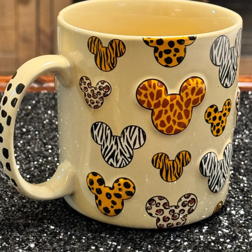 Disney Cream Mug with Animal Print Mickey Designs - Picture 1 of 9
